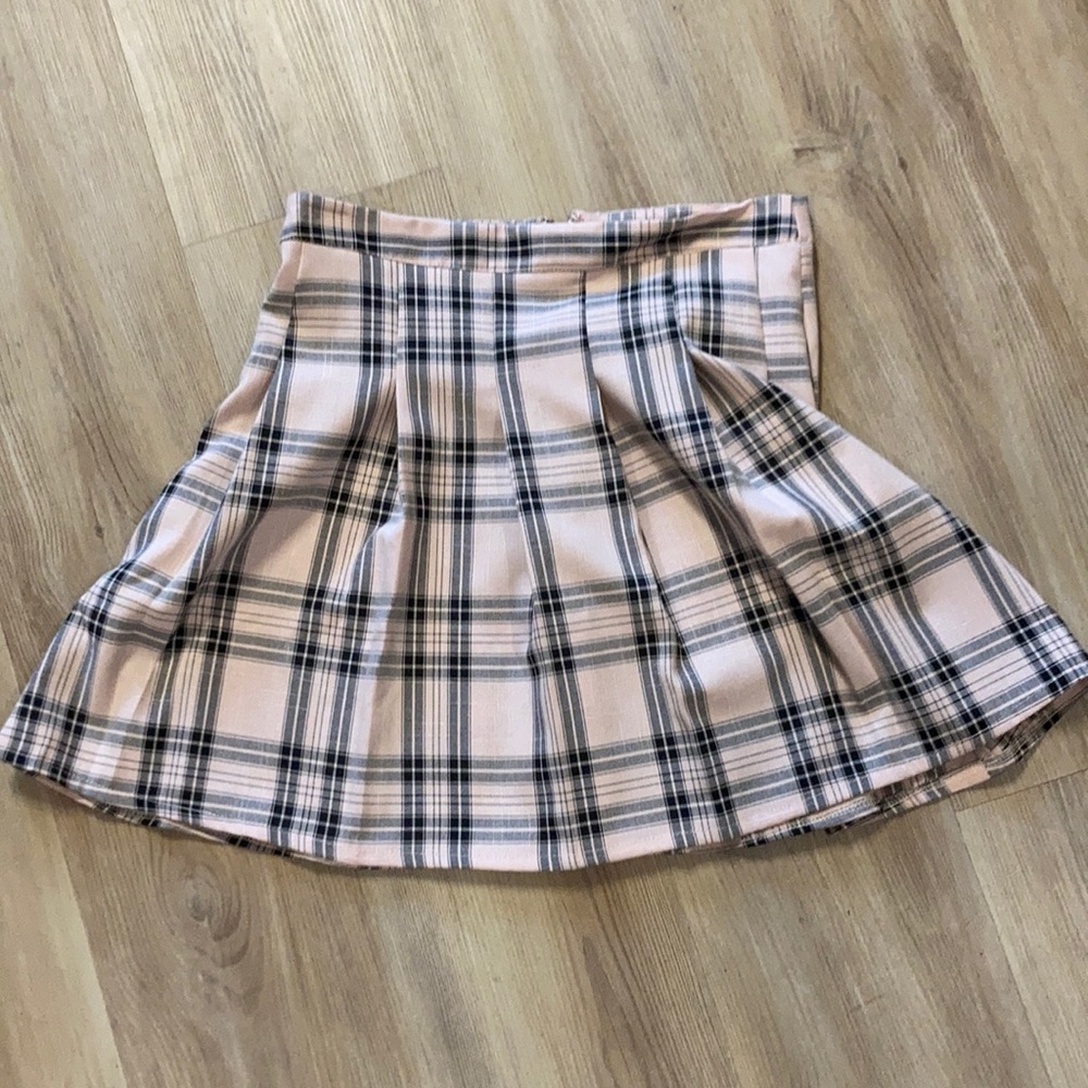 Pink plaid skirt